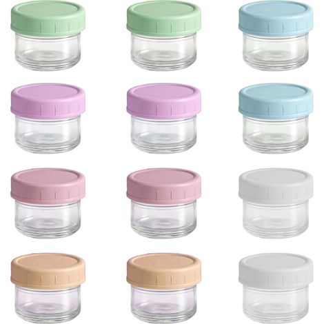 12pcs Boite Conservation Verre 50ml avec Couvercle Hermétique, Réutilisable et Facile à Nettoyer Petit Pot Conservation, Pot en Verre pour Pique-Niques Déjeuners et Réunions (1/5)