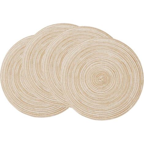 Set De Table Rond - Coton Tressé - 38 Cm - Antidérapant - Lavable - Lot De 6 (1/5)