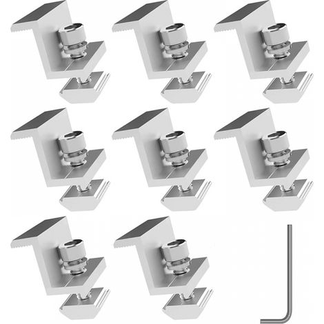 Abrazadera para panel solar - Abrazadera en forma de Z con llave hexagonal - Montaje de panel solar - 30 mm - Plateada - 8 unidades (1/5)