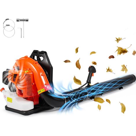 Souffleur à feuilles à dos, 79cc 2 temps, réservoir 3L, 930CFM, 184MPH, idéal pour jardin, feuilles et neige. (1/5)