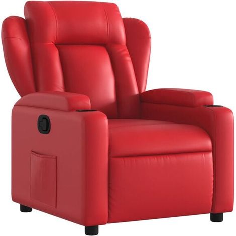 Fauteuil inclinable en similicuir rouge (1/5)
