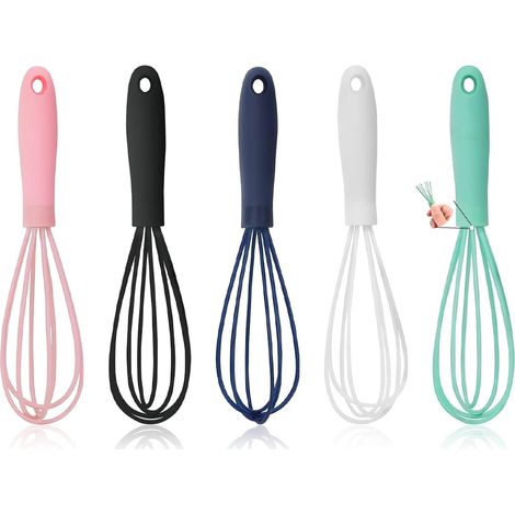 5-teiliges Silikon-Schneebesen-Set, Mini-Edelstahl-Schneebesen zum Mischen, Schlagen, Kochen, Aufschäumen von Milch und Eiern usw. (1/5)