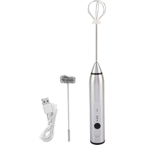 (Silberner) Milchaufschäumer – Silber – 2-in-1-Mixer – ABS – Tragbar – USB-Ladefunktion (1/5)