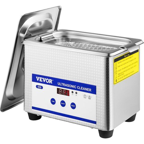 Nettoyeur à ultrasons 0,8 L, écran LED, minuterie 0-15 min, cuve inox pour bijoux, lunettes et monnaies (1/5)