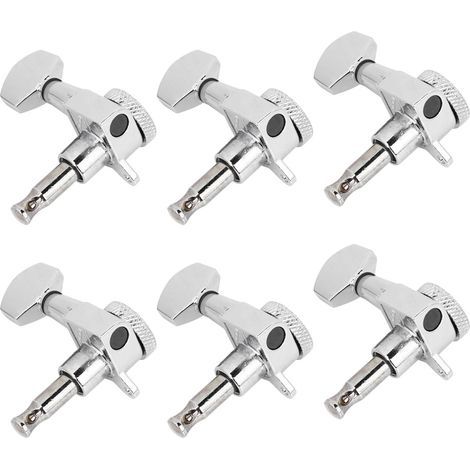 6 Mécaniques 6R pour Guitare Acoustique ou Électrique avec Jeu de Cordes - Accordeur Chromatinque Argenté (1/3)
