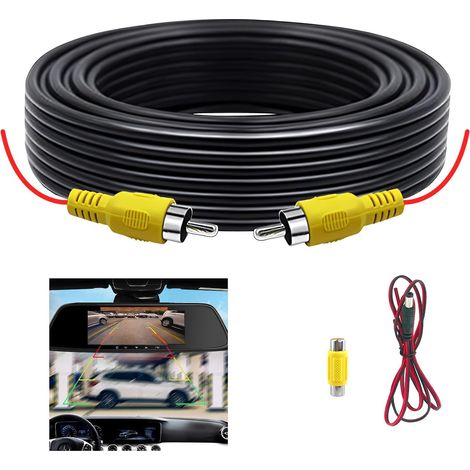 6M Câble Caméra de Recul, RCA Cable D'extension Double Blindage avec 1M Rallonge AV et Prise Vidéo RCA, Câble D'alimentation pour Connecter un Moniteur et une Caméra de Recul (1/5)