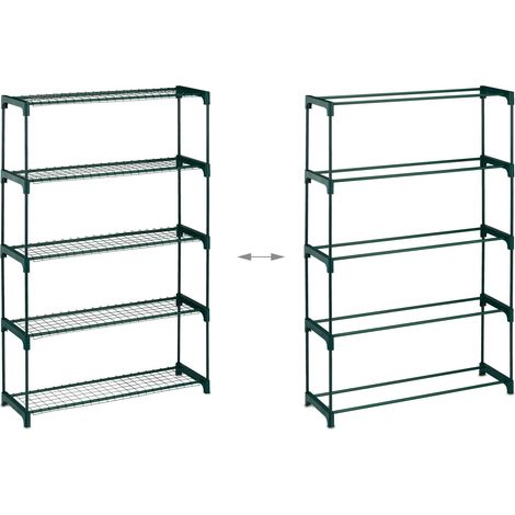 Estantería para plantas de interior 5 niveles 100 x 50 x 120 cm montaje rápido diseño elegante de plástico verde 130014971 (1/5)
