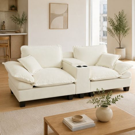 Sofá modular con almacenaje y USB chenilla 224 cm OKMYHOME (1/5)