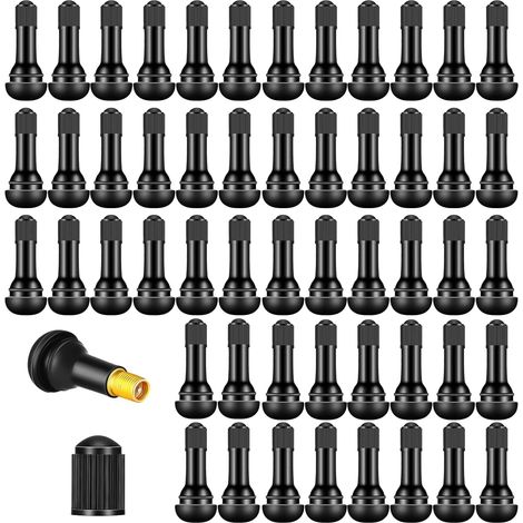 50 Pièces Tiges de Valve Pneu TR414 Caoutchouc,Tiges Valve à Enclenchement,Trous de Jante sans Chambre à Air, Accessoires Remplacement Universels pour Camping Car,Camion et Remorque,Automobile (1/5)