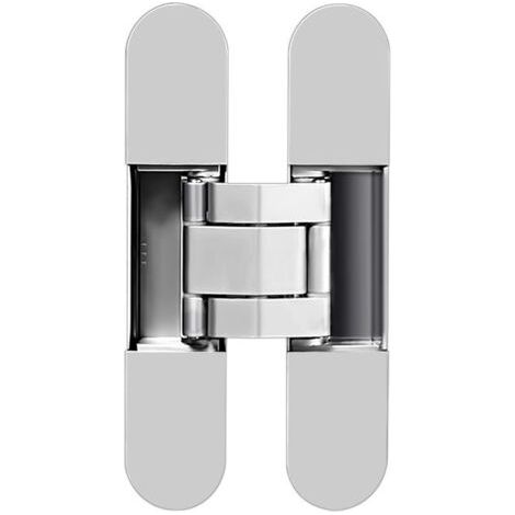Charnière Invisible pour Portes, zamak, argent, Lot de 1 charnières Invisibles pour Portes Lourdes, Charge de 40 kg, Ouverture de 180º