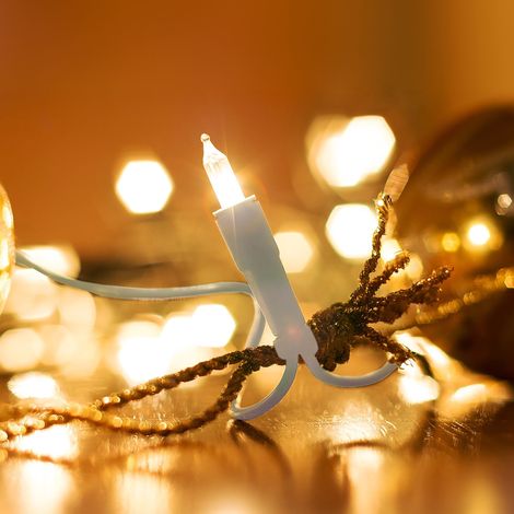 Weihnachtsbaum Lichterkette mit 50 Lichtern warm weiß - 10 m - Weihnachtsdeko Tannenbaum Beleuchtung mit Stecker - Innen Weihnachtslichterkette Dekobeleuchtung Innenraum Deko Licht kabelgebunden