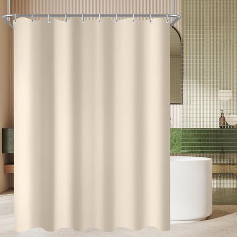 Duschvorhang 90x90 cm Beige Wasserabweisend inkl. 6 Ringe (1/5)