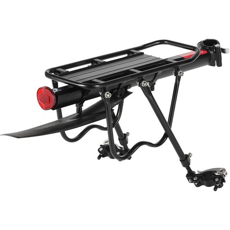 TolleTour Portapacchi universale per bici in alluminio con parafango e riflettore – Fissaggio al reggisella – Nero