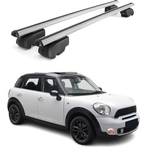 OMAC Aluminium Dachträger Querträger für Mini Countryman R60 2010-2016 – City Crash – ISO/PAS 11154:2006 – Abschließbar – Max. 75 kg – 2 Stangen Silber (1/5)