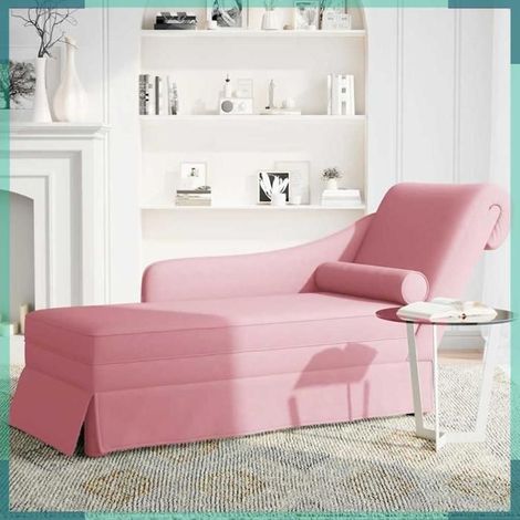 Fauteuil long - Modèle 4009785 - Rose velours - Avec traversin - Accoudoir droit (1/5)