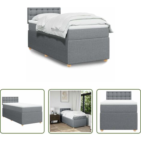 vidaXL Taschenfederkern -  Boxspringbett mit Matratze Hellgrau 90x190 cm Stoff (1/5)