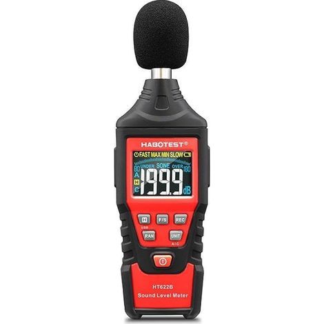 Sonomètre numérique, HT622B Testeur de bruit, USB Écran Couleur 30-130dB, Sonometre Detecteur Decibel Mesure Bruit