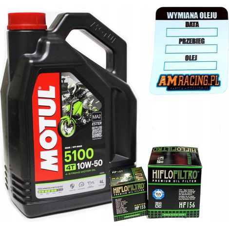 Aceite MOTUL 5100 10W50 4L + filtro Hiflo HF155 HF157 Ktm Exc Sx RFS Xc Quad (1/5)