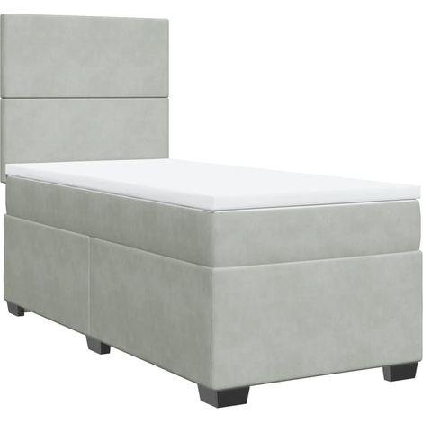 Maison Exclusive - Cama box spring con colchón terciopelo gris cl (1/5)