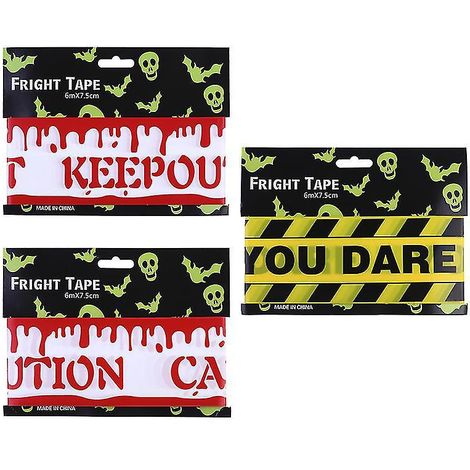 Lot de 3 rubans adhésifs effrayants pour décorations d'Halloween (1/3)