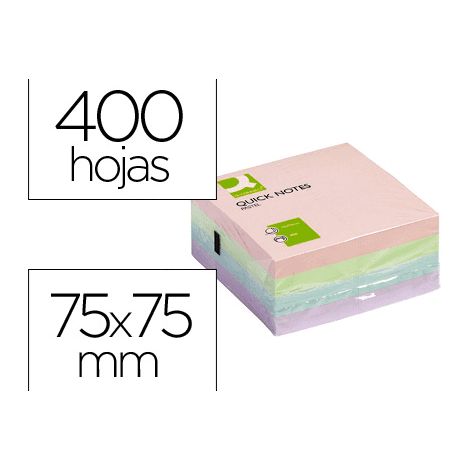 Bloc de notas adhesivas quita y pon Q-connect 75x75 mm  Multicolor