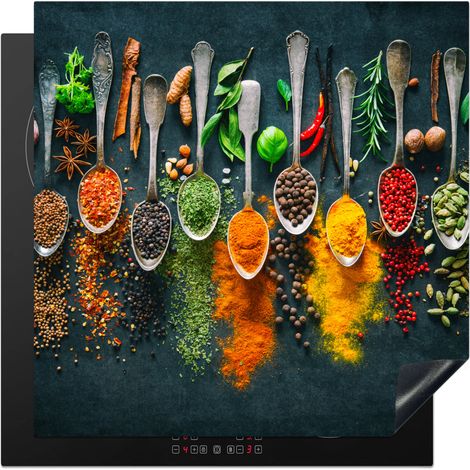 PROTECTION PLAQUE INDUCTION Herbes - Épices - Cuillères Couvre Plaque De Cuisson 78x78 cm