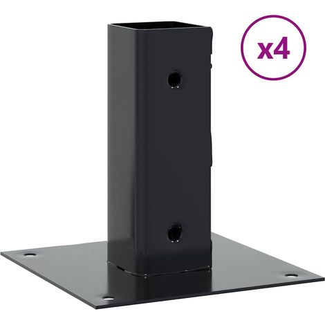 Support de Poteau Carré pour Clôture et Balustrade Acier Anthracite 46x46 mm Lot de 4 (1/5)