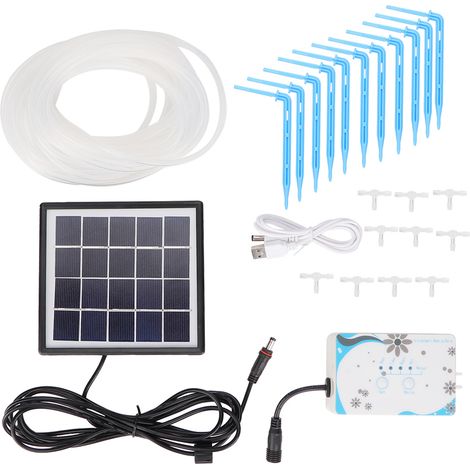 Programmeur d'arrosage solaire automatique Kit irrigation goutte-à-goutte avec pompe et tuyau 10m pour jardin balcon (1/5)