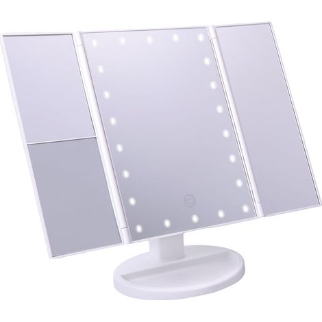 Miroir de Maquillage Pliable avec lumière LED, grossissement 1X, 2X, 3X, éclairage réglable, Rotatif à 180°, USB ou Piles, Miroir de Coiffeuse avec grossissement (1/5)