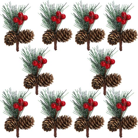 Mini-Weihnachtsbaumzubehör, Tannenzapfen, Tannenzweige, Weihnachtsdekorationen, kleine Blumenarrangements (1/4)
