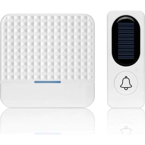 Kabelloses Türklingel-Set mit Solarladung, leichter Türklingel, wasserdichter Türklingel für mehr Sicherheit im Haus, Außenklingel + Innenklingel, weiß (1/5)