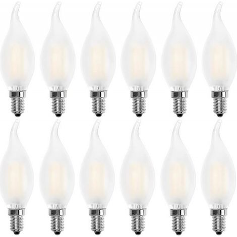 Lot de 12 Ampoule LED E14 Flamme 4W 400lm Blanc chaud 2700K pour lustre applique (1/4)