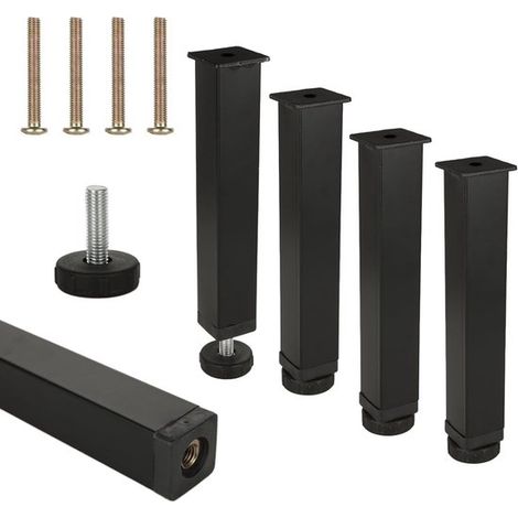 4 Stück Bettbeine, 20 cm verstellbare Metallfüße für Bett, Sofa und Schrank – Schwarz (1/5)