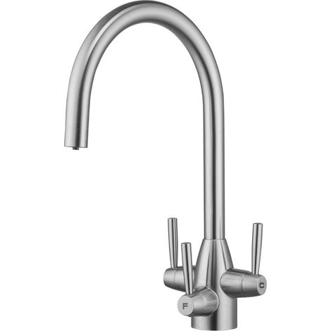 FilterLogic Bali 3 Way Triflow Monobloc Mixer Kitchen Filter Tap - Brushed Steel with Free Filter System (1/3)
