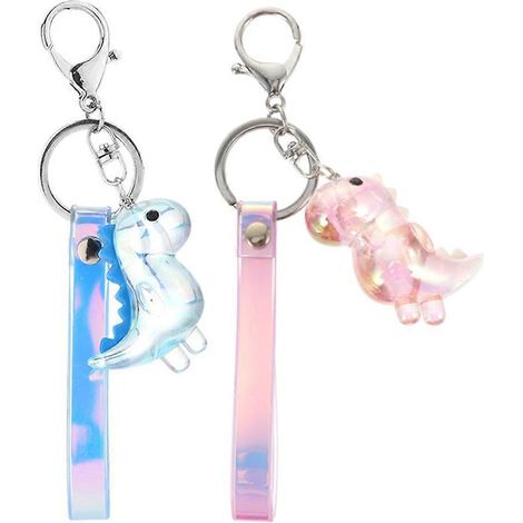 Lot de 2 porte-clés dinosaures en acrylique, anneau décoratif pour sac ou pendentif.-16X5X4.5CM-Blue (1/3)