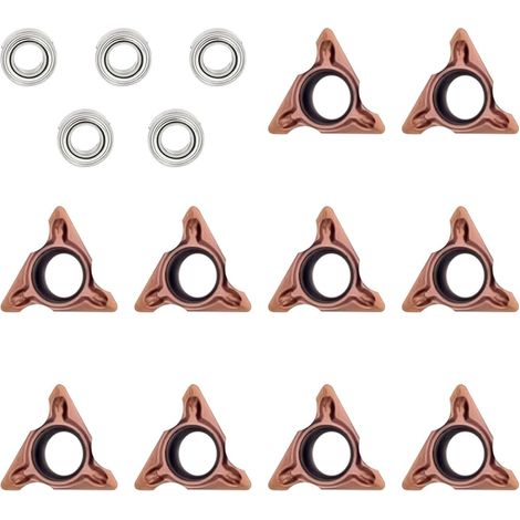 Satz mit 10 dreieckigen Rundwinkel-Schneidköpfen für pneumatische Mini-Anfasmaschinen, Wolframstahl-Dreheinsätze mit 5 Lagern, Schaumstoff-Drehwerkzeughalter