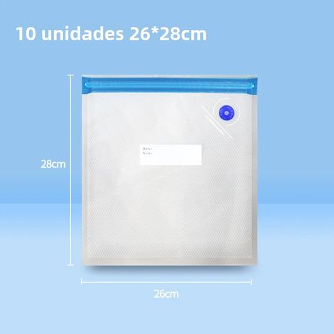Pompe à vide électrique portable pour le scellage alimentaire avec ziplock réutilisables et sacs d'emballage sans BPA, 10 pièces, 26x28 cm (1/4)
