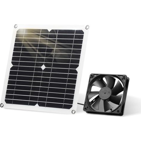 Kit de ventilateur de panneau solaire, ventilateur DC résistant aux intempéries 12W pour petit poulailler, serre, remise, fenêtre d'échappement (1/5)