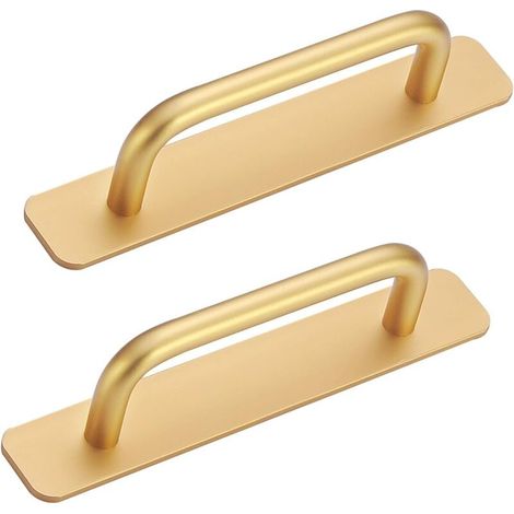 YMYNY Lot de 2 poignées de porte, poignées d'armoire en aluminium, poignées de meubles autocollantes pour poignées de cuisine, chambre, poignée de porte coulissante (148 mm, doré) (1/5)