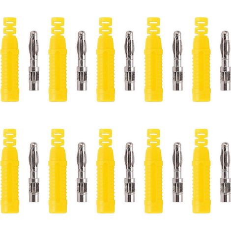 10 Stück Metall-Bananenstecker, rot-kupferfarben, 4 mm, männlich, mit Gehäuse für Testgeräte, gelb (1/4)