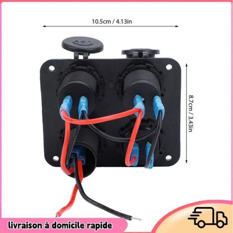 Panneau De Prise De Chargeur - DC 12-24 V - Double USB Et Allume-Cigare - Voltmètre LED - Pour Bateau Camion Camping-Car Moto - 1 Pièce (1/5)