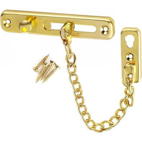 Chaîne de Porte de Sécurité acier inoxydable, Limiteur de Porte Étroit Serrure Verrou Portes Anti-Vol à Ressort, Chaîne de Sécurité de Protection, Verrou pour Fenêtres Hôtels Bronze