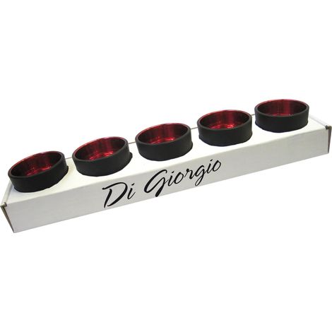 Lot de 5 Porte-photophore en Verre Noir satiné avec intérieur Rouge Miroir - Diamètre 5,2 cm Hauteur 3,4 cm (1/5)