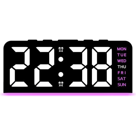 Reloj despertador digital LED innovador con iluminación ambiental y visualización de la fecha - alimentado por USB, brillo ajustable, forma de corona plana