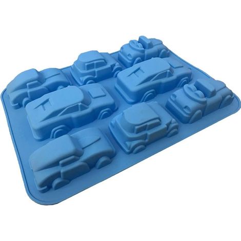 Moules en Silicone, 8 cavité 3D moules à Chocolat en Forme de Voiture Plateau à Muffins Moule à Savon Cuisson ustensiles de Cuisson Moule pour Savon Bonbon Chocolat Cupcake gelée Pudding
