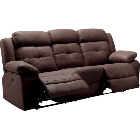 Canapé de relaxation en nubuck Farenza-Marron-Système Electrique-3 places (1/5)