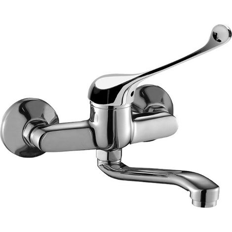 Rubinetto per lavabo a parete con leva medica (1/2)