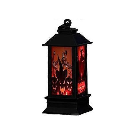 Lanterne suspendue rétro à quatre coins, style bougie LED sans flamme, sur le thème d'Halloween, avec bougies LED décoratives pour la maison, le jardin et la cour. (1/5)