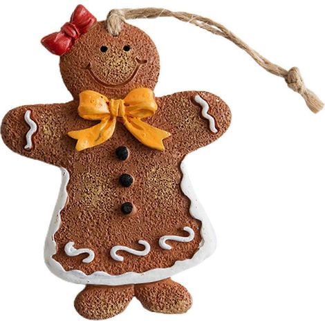 Ornement de Noël en résine représentant un bonhomme en pain d'épice, adorable avec cordon de suspension, décoration pour sapin de Noël, Qinghai 25-26 (1/5)