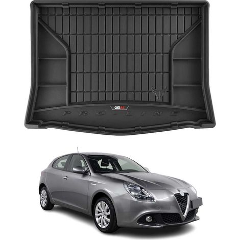 Tapis de Coffre 3D TPE Premium Compatible avec Alfa Romeo Giulietta 2010-2020 - Bac de Protection de Coffre Intérieur antidérapant Revêtement de Coffre Bords Hauts pour Voiture Noir